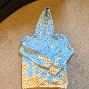 Kids Blue & Tan Ice Cream Cone Hoodie Sweatshirt